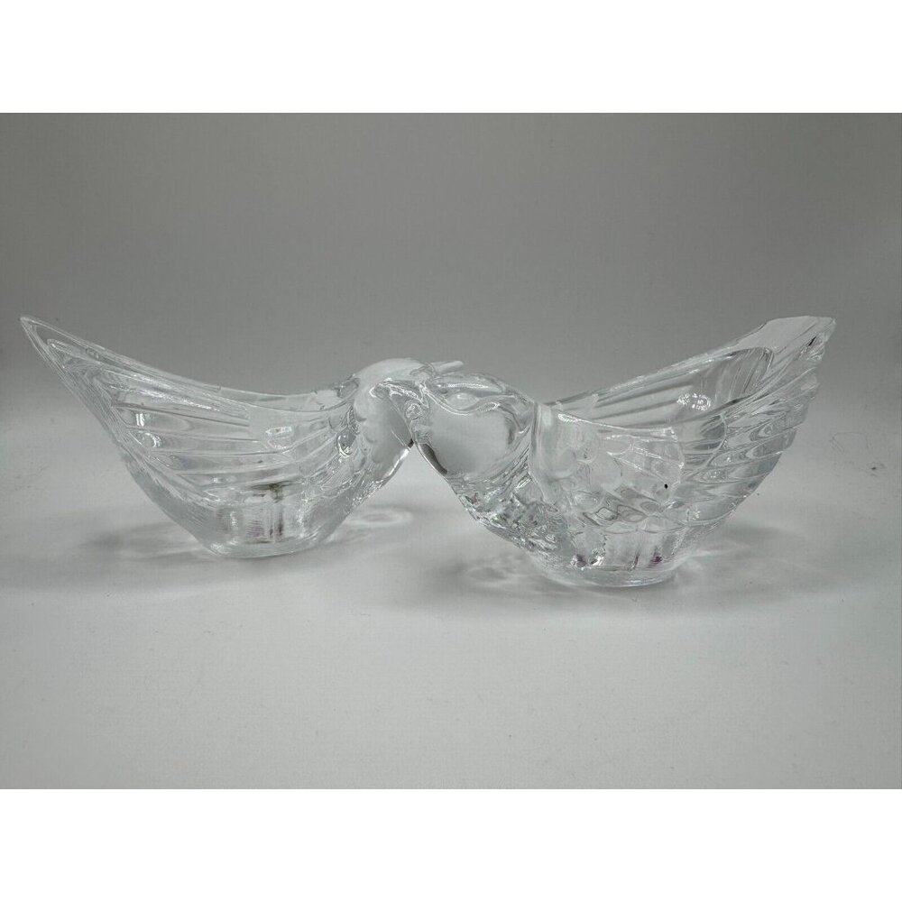 Set of 2 Cristal d'Arques 24% Lead BIRDS Candle Holder  France Crystal Art Glass